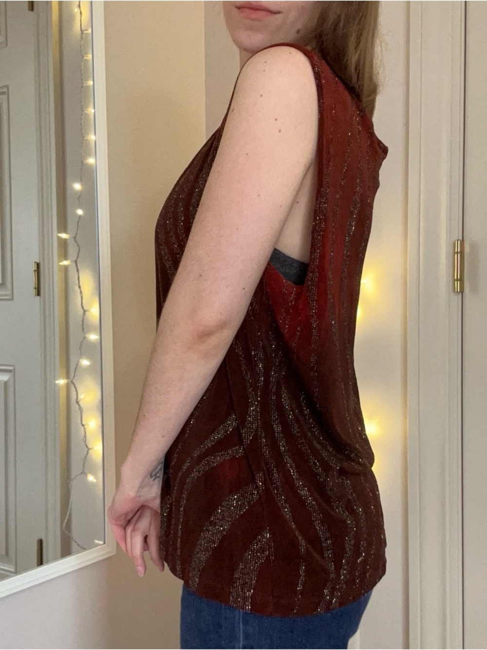 Vintage Maroon and Black Sparkly Top - Picture 4 of 6